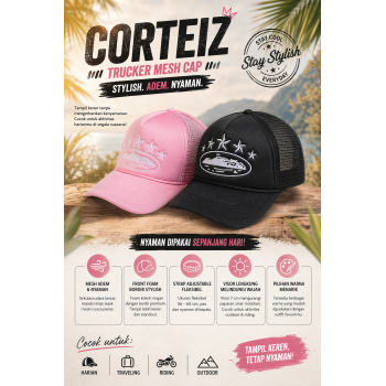 Gambar produk CORTEIZ Topi Trucker Jaring Mesh Hat Bordir Foam Inflatable - T200