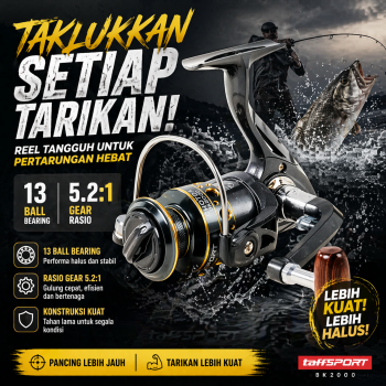TaffSPORT GHOTDA Reel Pancing Spinning Fishing Reel 5.2:1 2000 - BK2000