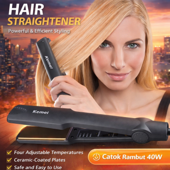 Gambar produk Kemei Catok Rambut Pelurus Ceramic Plate Hair Straightener 40W - KM-329