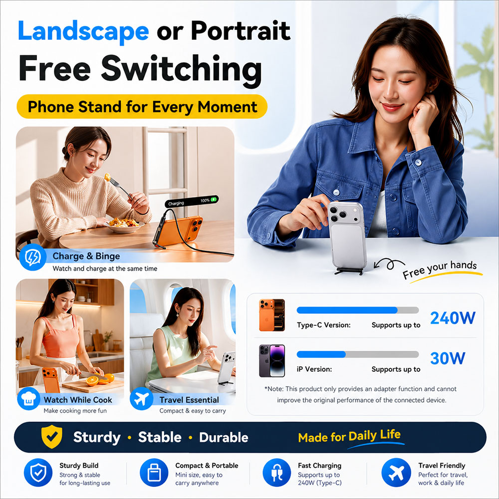 Gambar produk ESSAGER OTG Adapter Type C Female to Lighting Male 2in1 Holder 30W - ES-OTG37