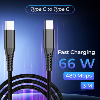 AUFU Kabel Data Type C to Type C Charger Braided Fast Charging 6A 66W - KD66