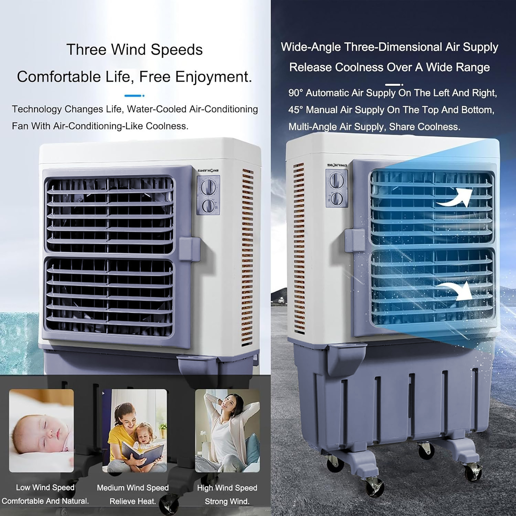 TaffHOME Air Cooler Industrial Evaporative 3 Speed 11.5m/s 480W 100L - 120A Gambar produk TaffHOME Air Cooler Industrial Evaporative 3 Speed 11.5m/s 480W 100L - 120A