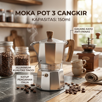 One Two Cups Moka Pot Teko Kopi Espresso Coffee Maker Stovetop - PL-315