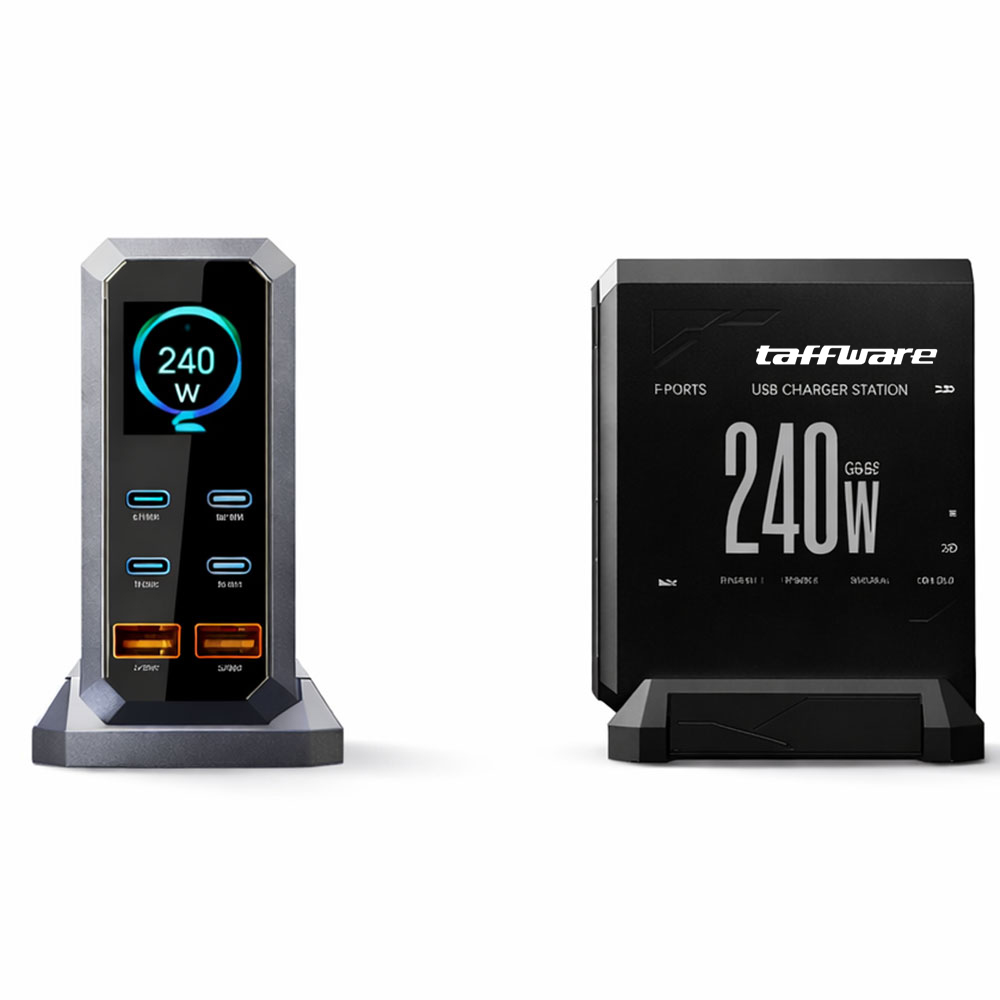 Gambar produk Taffware Charger Station Fast Charging LED USB Type C GaN 240W - HW186