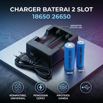 HONG DONG Charger Baterai 2 Slot 18650 26650 Li-Ion with LED - HD-999A