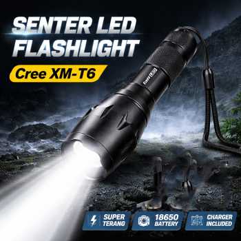 TaffLED Senter LED Flashlight Cree XM-T6 with Baterai dan Charger - E17