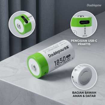 Gambar produk Doublepow Baterai Isi Ulang CR123A Li-Ion USB Type C 500mAh 3.7V 1 PCS - DP-1850