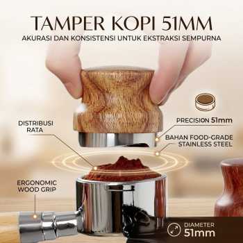 COFURY Macaron Tamper Kopi Coffee Distribution Tool 3 Angled Base 51mm - CU3