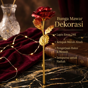 JIUZHO Bunga Mawar Dekorasi Artificial Rose Gold Foil Rose 24K - JZ-240