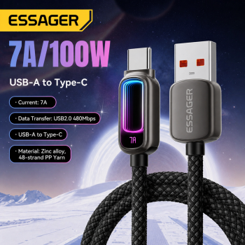ESSAGER Kabel Data USB A to Type C Fast Charging PD QC 3.1 7A 100W - EXCT-YJ0A-P