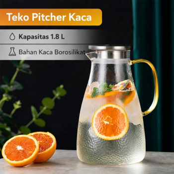 BORREY Teko Pitcher Kaca Tahan Panas Api Borosilicate Glass Water Jug - BR-271