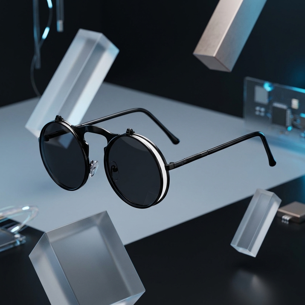 Gambar produk AOFLY Kacamata Hitam Round Vintage Steampunk Sunglasses