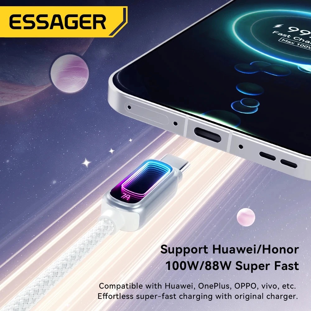 Gambar produk ESSAGER Kabel Data USB A to Type C Fast Charging PD QC 3.1 7A 100W - EXCT-YJ0A-P