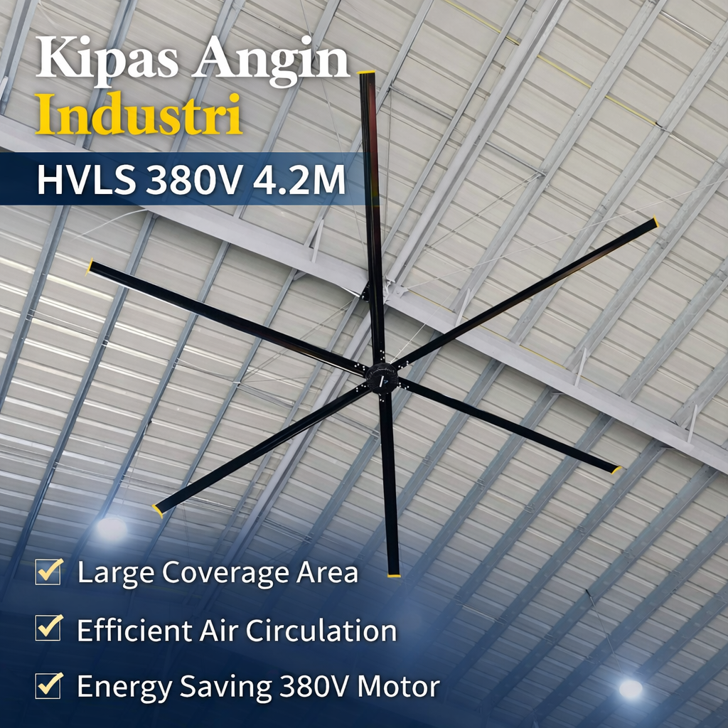 SOVE Titan Kipas Angin Gantung Plafon Industrial Fan HVLS 380V 4.2M - F38 Gambar produk SOVE Titan Kipas Angin Gantung Plafon Industrial Fan HVLS 380V 4.2M - F38 - Utama