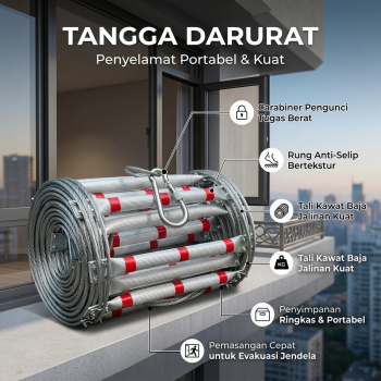 HUMBLE Tangga Darurat Gantung Steel Wire Fire Escape Ladder - HB111
