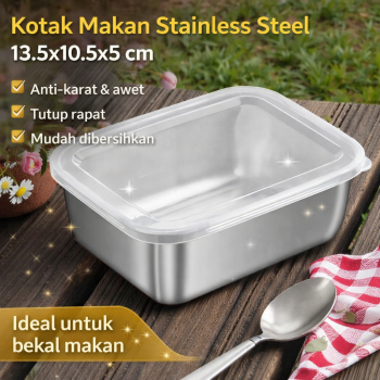 MEXICH Kotak Makan Keeping Box Stainless 201 13.5x10.5x5 cm with Lid - MX65