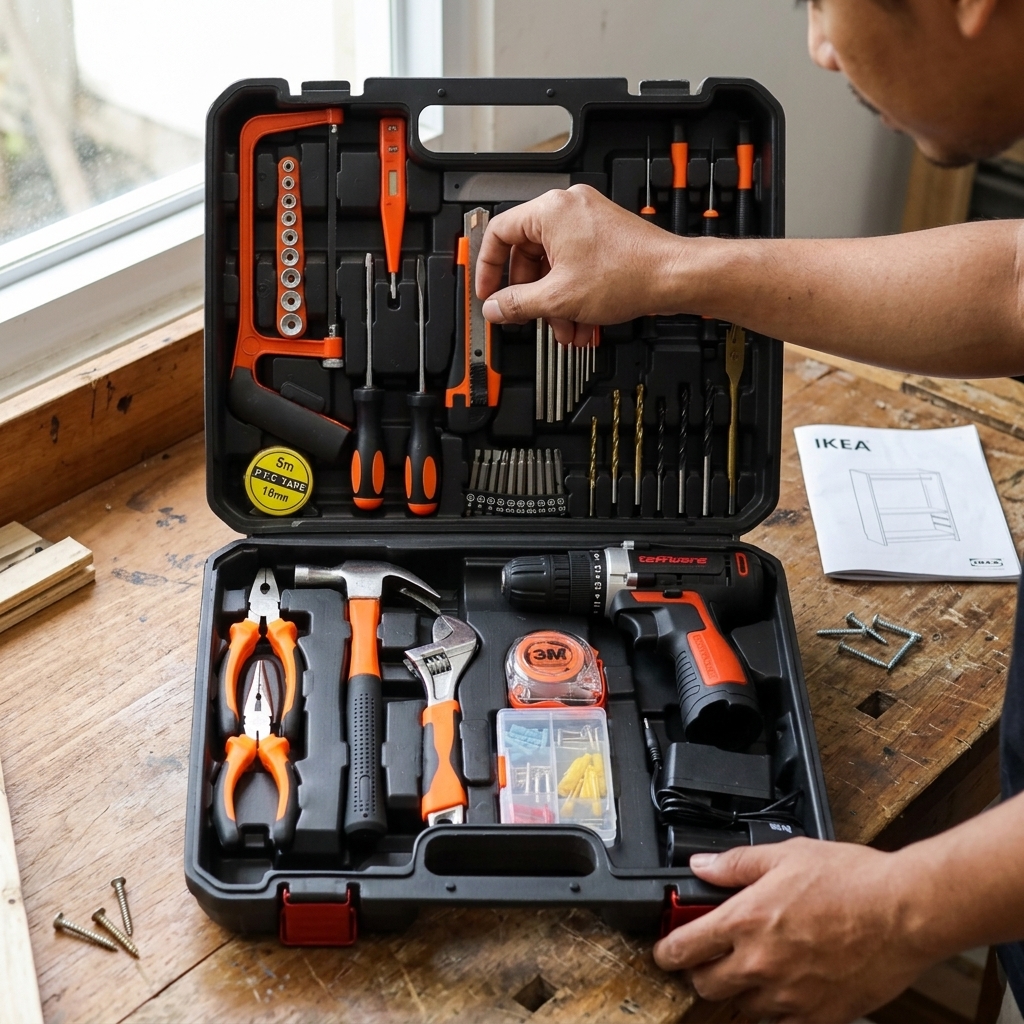 Gambar produk Taffware Alat Set Bor Listrik Perkakas Palu Tang Obeng Kunci Pas 57in1 - TZ168