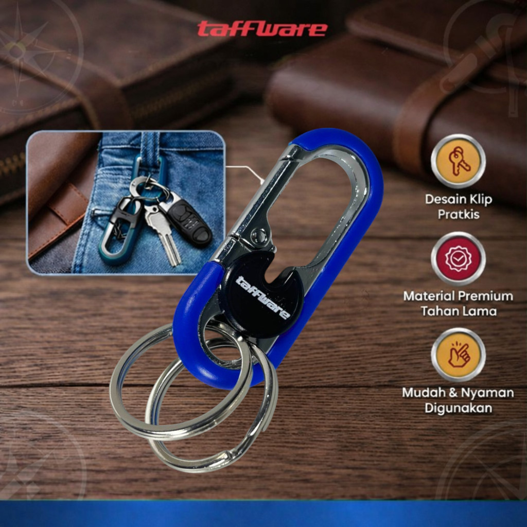 Taffware Gantungan Kunci Carabiner Keychain Clip Stainless Steel - A3746 Gambar produk Taffware Gantungan Kunci Carabiner Keychain Clip Stainless Steel - A3746
