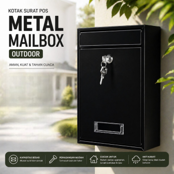 JUNLANG Kotak Surat Pos Metal Mailbox Outdoor with Lock 21.5x8.5x32cm - KH-32