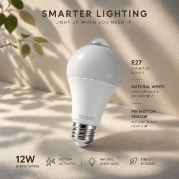 ExLED Lampu LED dengan PIR Sensor E27 4000K 12W - Ex01