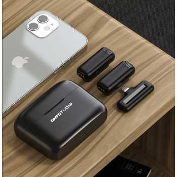 Gambar produk TaffSTUDIO Wireless Lavalier Microphone Podcast 2.4G USB Type C 2 Mic - J13