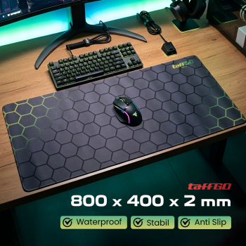 TaffGO Mouse Pad Gaming XL Green Hexagon Desk Mat 800x400x2mm - RO70