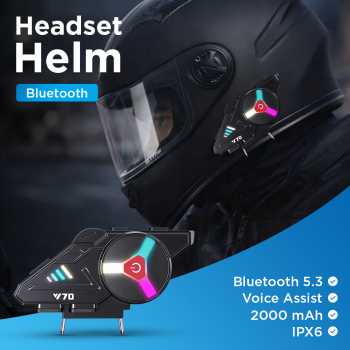 Kebidumei Headset Helm Bluetooth Music RGB IPX6 2000mAh - Y70