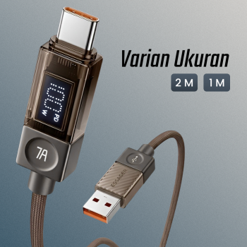 Gambar produk ESSAGER Kabel Data USB Type C Fast Charging LED Display 7A 100W 1M - ES-X76