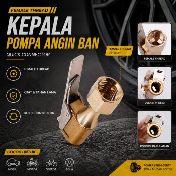 Deemount Kepala Pompa Angin Ban Air Chuck Lock Brass Adapter - DK03