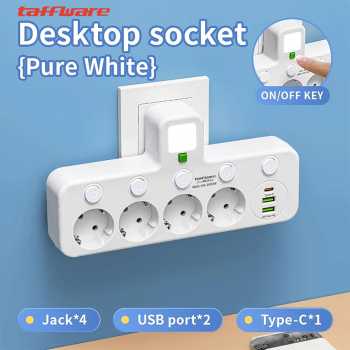 Taffware Stop Kontak LED Light USB Type C EU Plug 8A 250V 2200W - EU-8630UL