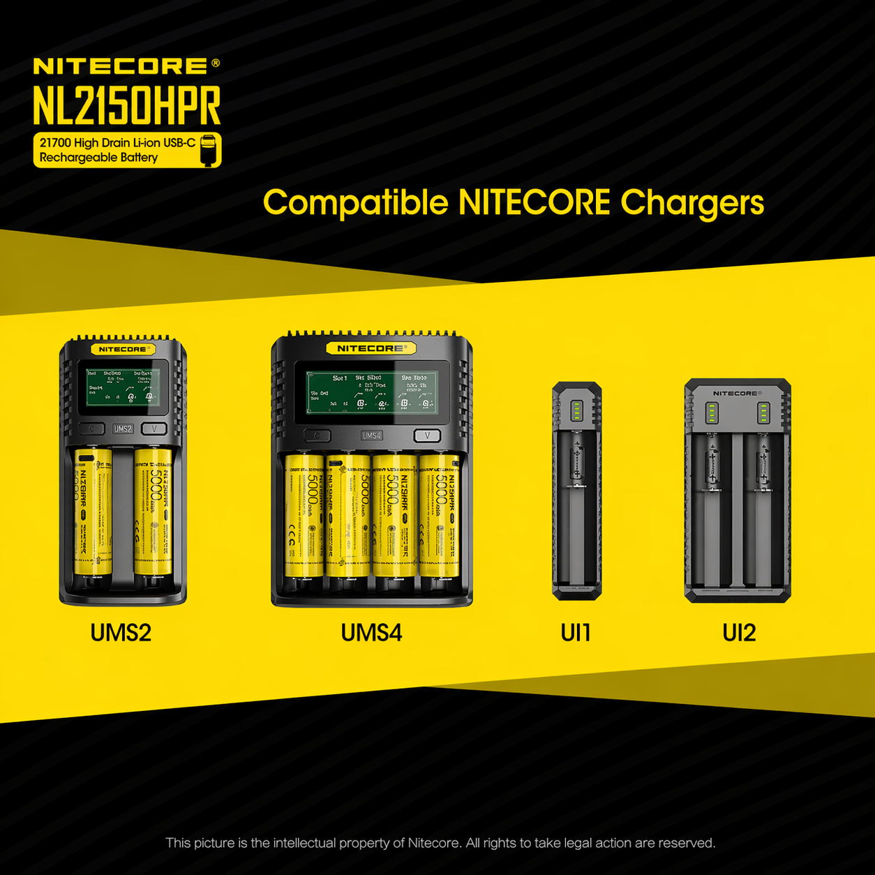 Gambar produk NITECORE Baterai Isi Ulang 21700 Li-Ion Button Top 5000mAh 3.6V 1 PCS - NL2150HPR