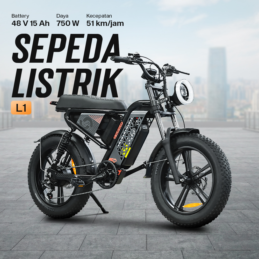 Gambar produk ClipClop Sepeda Listrik Fat Bike 20 Inch Brushless Motor 48V 15Ah 750W - L1