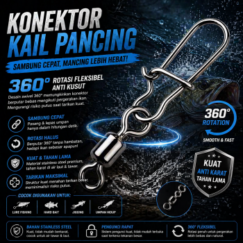 Gambar produk TaffSPORT Rolling Snap Swivel Kili Kili Pancing Konektor Kail 50 PCS Size 12 - MRH10