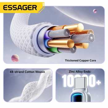 Gambar produk ESSAGER Kabel Data USB A to Type C Fast Charging PD QC 3.1 7A 100W - EXCT-YJ0A-P