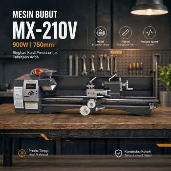 Gambar produk VEVOR Mesin Bubut Metal Lathe Bench Brushless 2500RPM 750mm 900W - MX-210V
