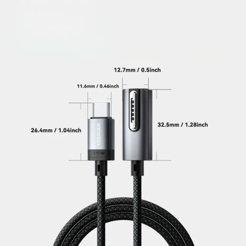 Gambar produk ESSAGER Kabel Data Type C to Magsafe 3 Magnetic Fast Charging 5A 140W - ES-X69