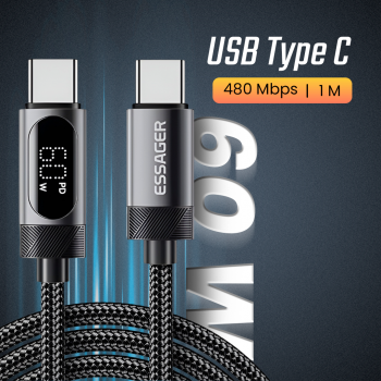 ESSAGER MacLe Kabel Data USB Type C to USB Type C Fast Charging 60W 1M - ES-X64