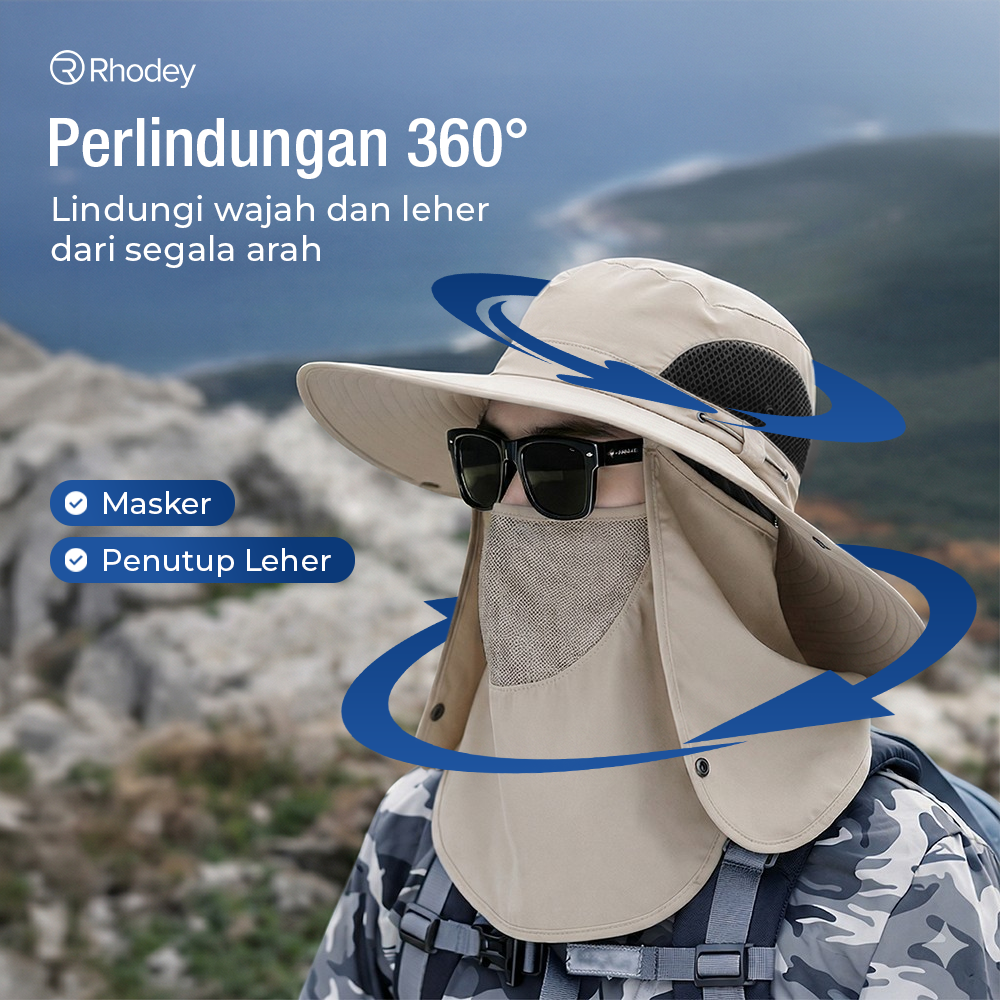 Rhodey Topi Rimba Outdoor Anti UV Waterproof Boonie Hat Polyester - JN335 Gambar produk Rhodey Topi Rimba Outdoor Anti UV Waterproof Boonie Hat Polyester - JN335 - 1