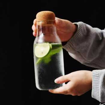 Gambar produk HUFFA Bottle Glass Cork Sealed Jar Storage Teh Kopi Jus Multifungsi 600ml - YS-8080