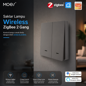MOES Saklar Lampu Wireless ZigBee Remote Tuya Alexa Voice Control - B1