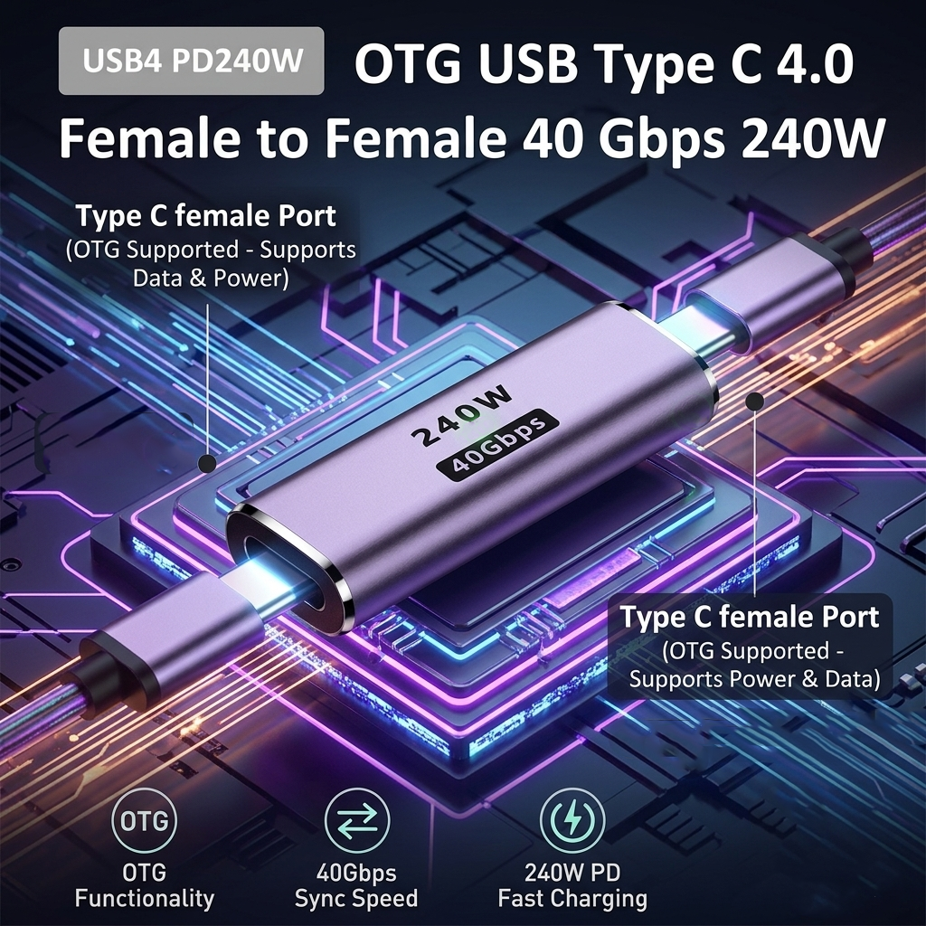 SHIWANA OTG USB Type C 4.0 Female to Female Adaptor 40Gbps 240W - SH-42 Gambar produk SHIWANA OTG USB Type C 4.0 Female to Female Adaptor 40Gbps 240W - SH-42 - Utama
