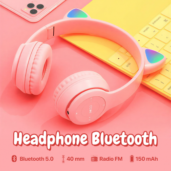 Gambar produk Fuloophi Headphone Bluetooth 5.0 Cat Ear 9D Sound Foldable 150mAh - P47M