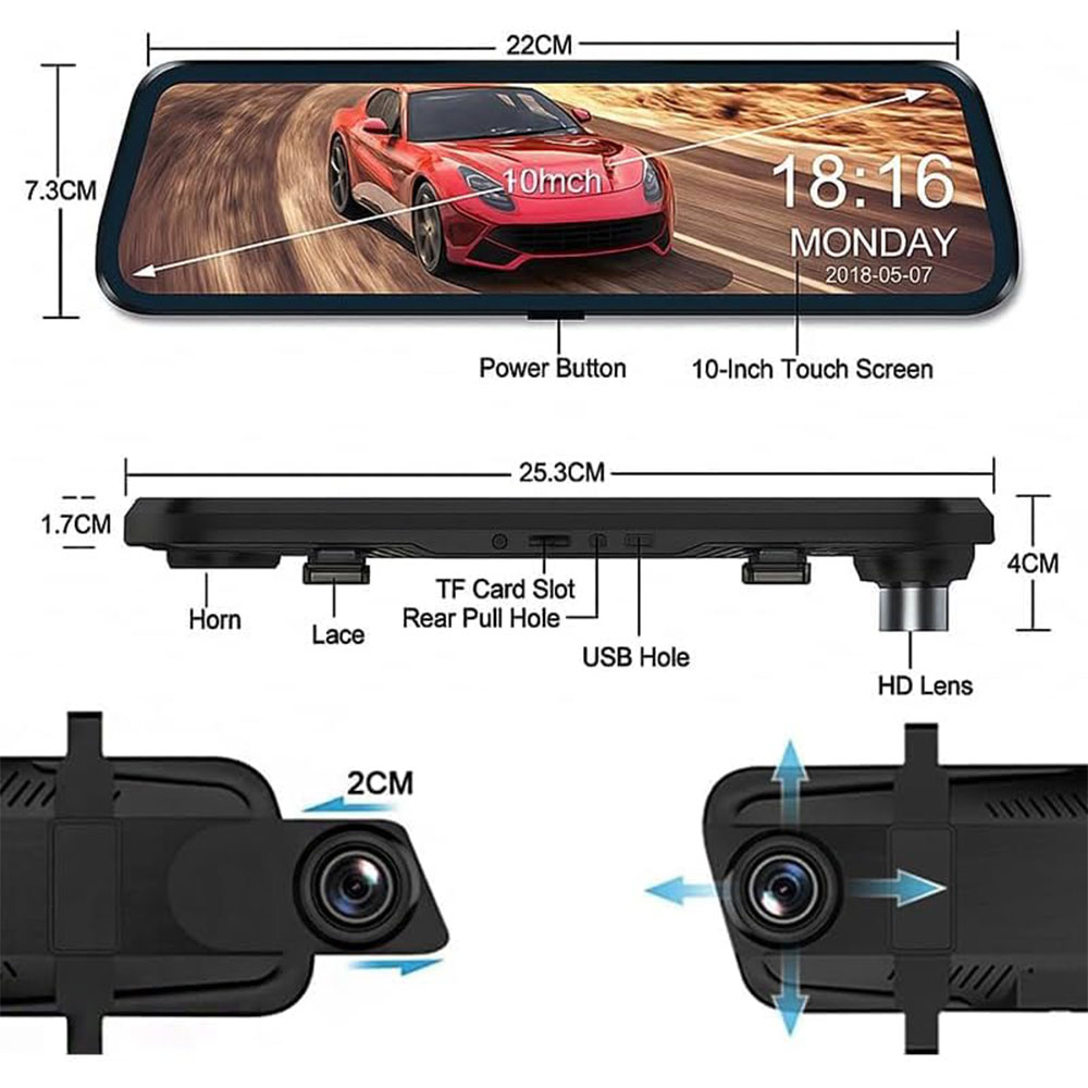 Gambar produk JOMISE Dashcam Mobil Spion Depan Belakang Dual Camera ADAS 1080p - YX5100