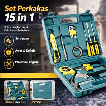 Gambar produk Taffware Alat Set Perkakas Palu Tang Obeng Kunci Pas 15 in 1 - YL-8016