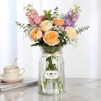TaffHOME Vas Bunga Kaca Estetik Nordic Ribbon Flower Vase - BT-65