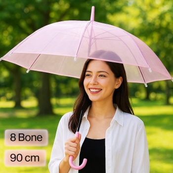 PONGEE Payung Transparan Bening Polos Style Korea Jepang 8 Bone 90cm - P077