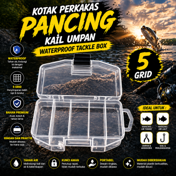 GOBAIT Kotak Perkakas Pancing Kail Umpan Waterproof Tackle Box 5 Grid - L-026