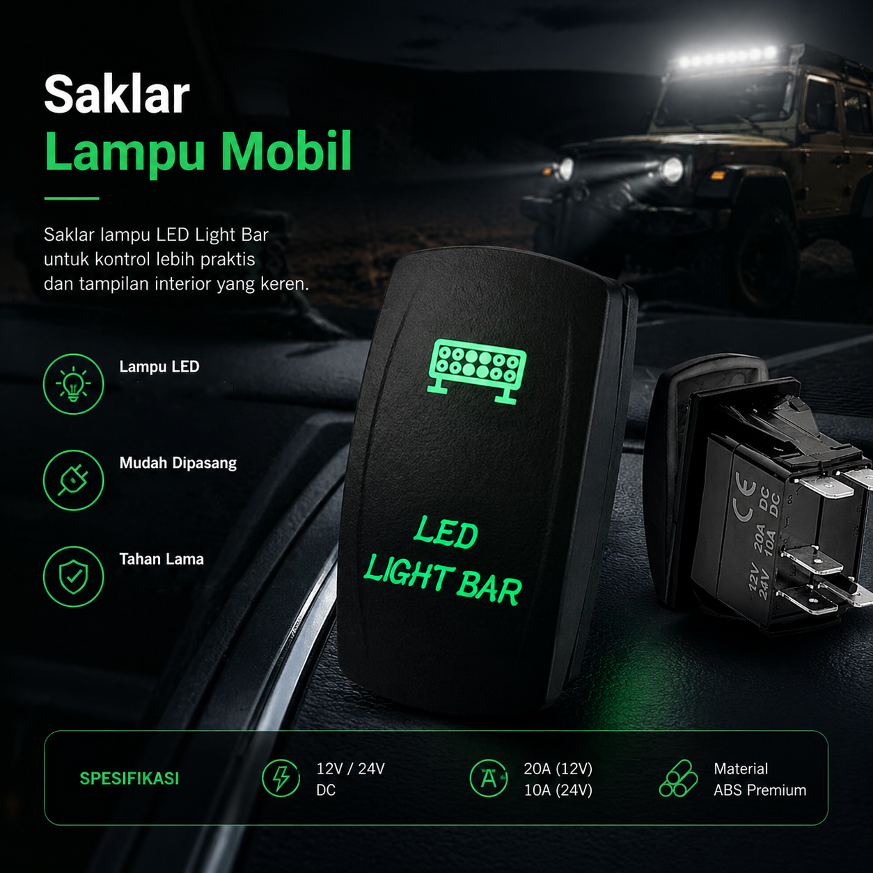 ADPOW Saklar Lampu Mobil Kendaraan Vehicle Switch On Off - AP528 Gambar produk ADPOW Saklar Lampu Mobil Kendaraan Vehicle Switch On Off - AP528 - Utama