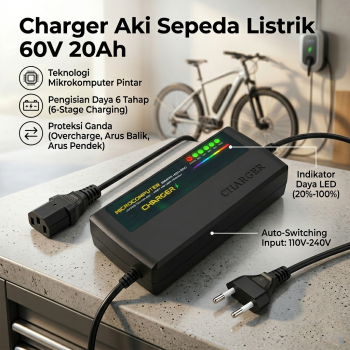 JHOPASS Charger Aki Sepeda Listrik Smart Battery Charger Portable - JH-20