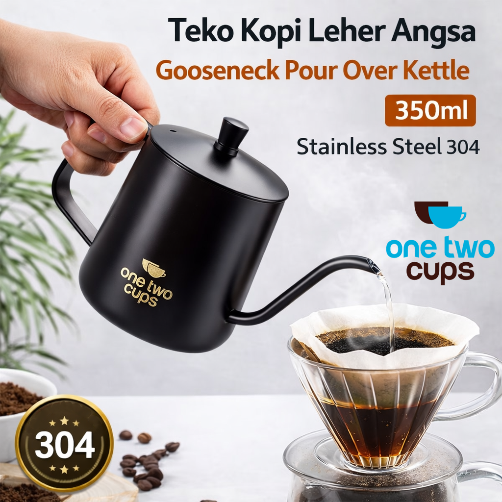 One Two Cups Teko Kopi Leher Angsa Gooseneck Pour Over Kettle 350ml - HS-10 Gambar produk One Two Cups Teko Kopi Leher Angsa Gooseneck Pour Over Kettle 350ml - HS-10 - Utama